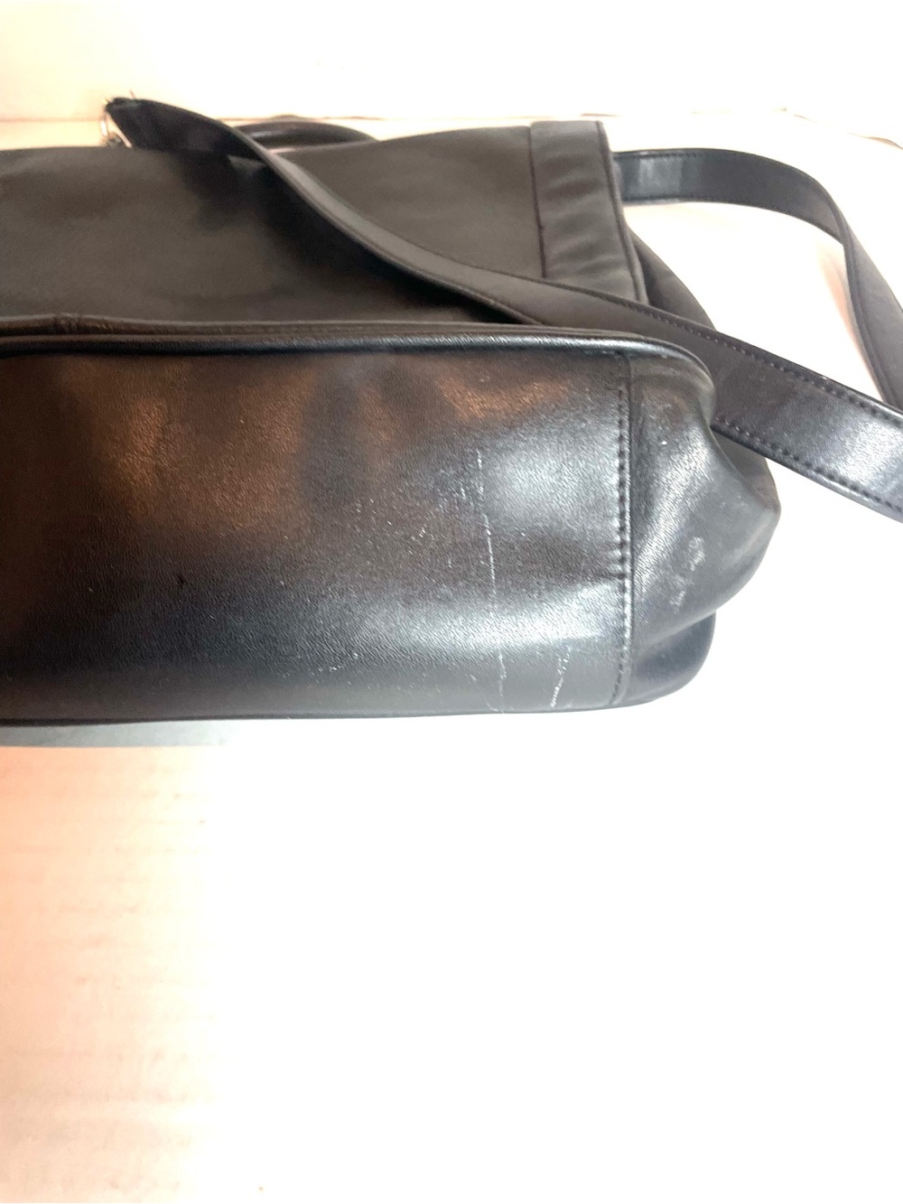 Croft & Barrow Genuine Leather Satchel Messenger Bag Black Y2K Removable Strap - Picture 8 of 15